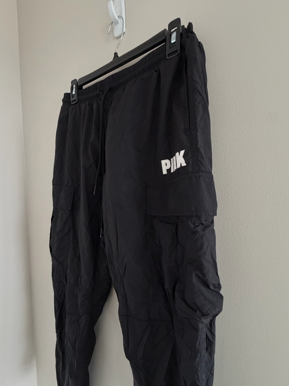 PINK Victoria's Secret Black Cargo Jogger Pants Small Parachute‎ Streetwear Y2K - Picture 4 of 13